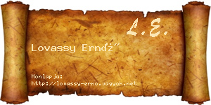 Lovassy Ernő névjegykártya